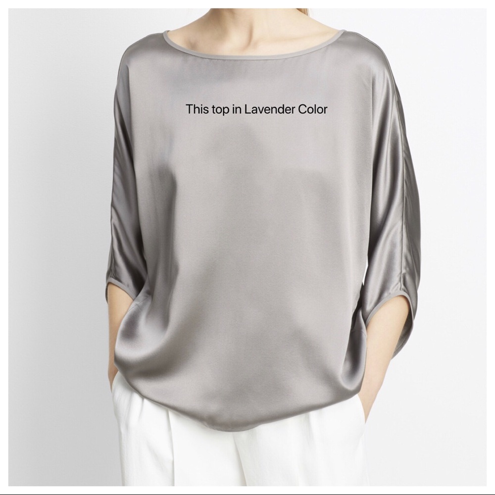 VINCE Lavender 100% Silk Dolman Sleeve Boatneck S